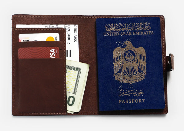 Dark Brown Leather Passport Holder Passport Holder - Pegor Jewelry