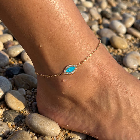 Marquise Turquoise Anklet