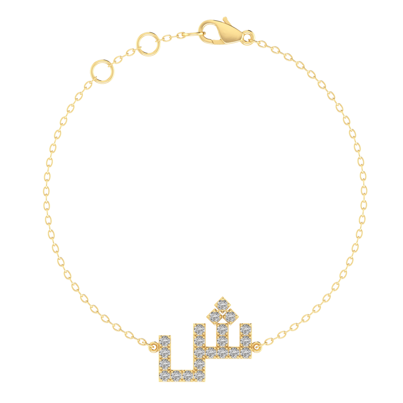 Arabic Kufi Initial Diamond Gold 18K Bracelet