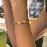 Paper Clip Evil Eye Bracelet