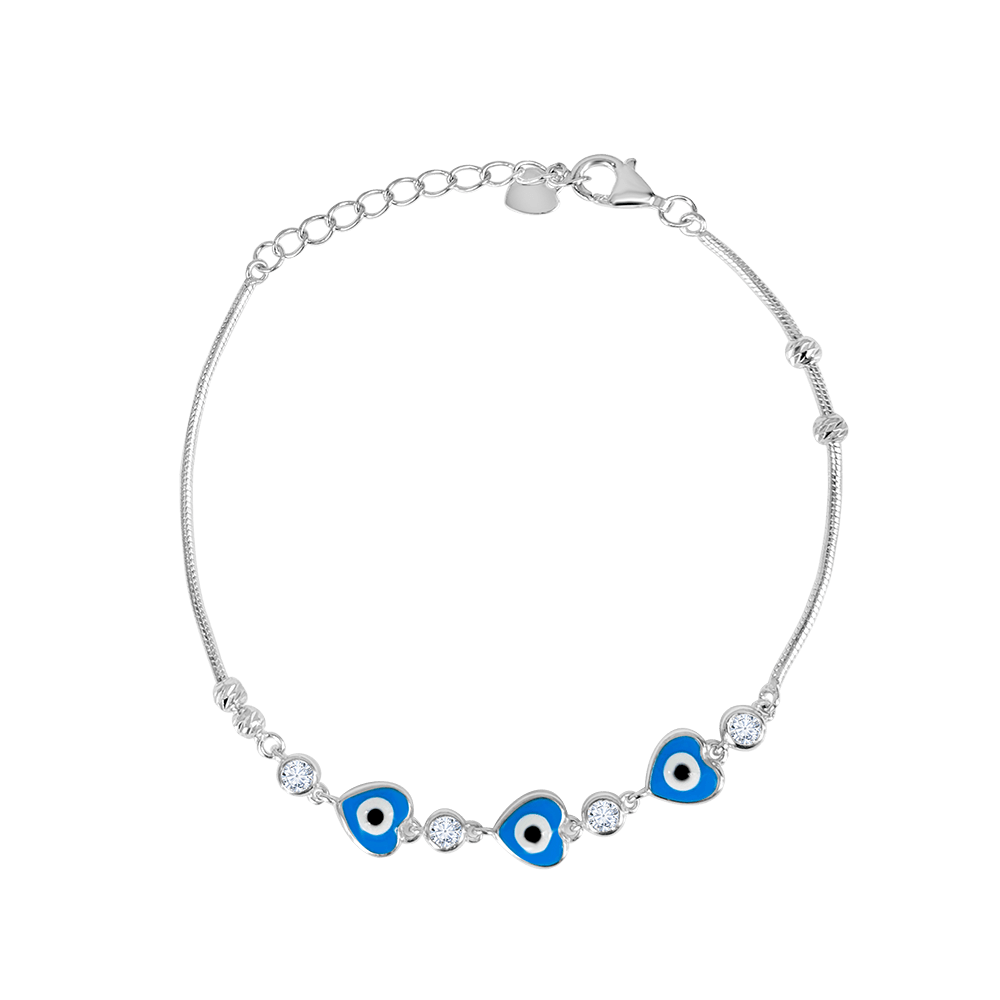 Heart Evil Eye Enamel Bracelet