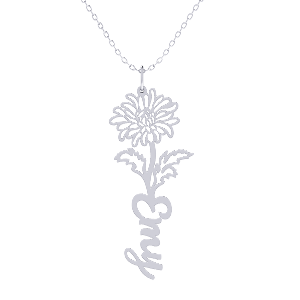 Birth Flower Name Necklace