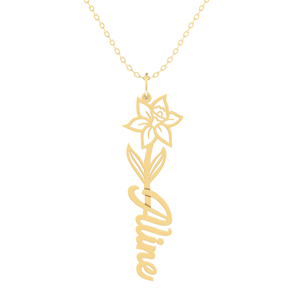 Birth Flower Name Necklace