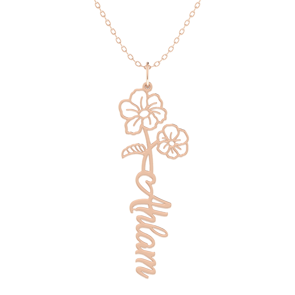 Birth Flower Name Necklace