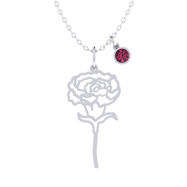 Birth Flower Silver Necklace