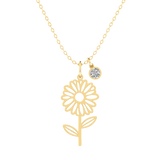 Birth Flower Birthstone Necklace