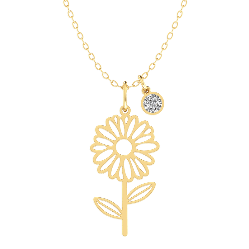Birth Flower Birthstone Necklace
