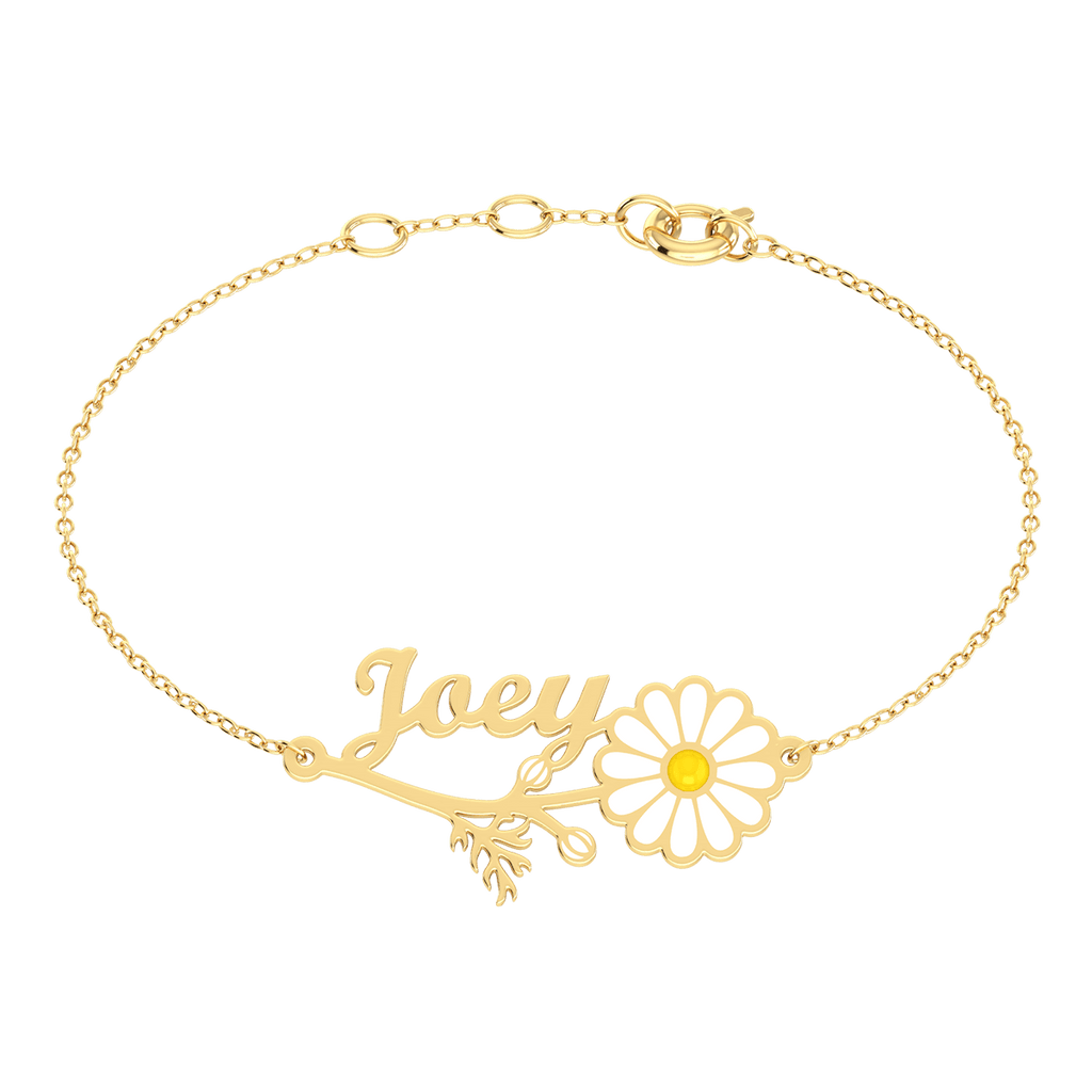 Daisy Flower Name Bracelet