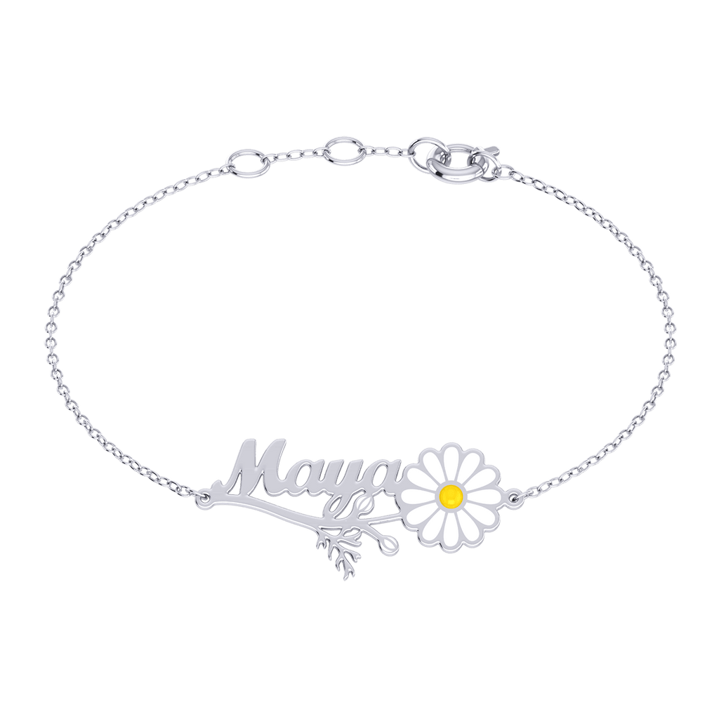 Daisy Flower Name Bracelet