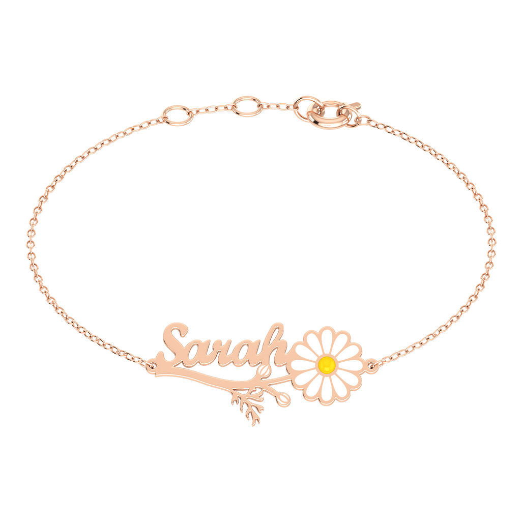 Daisy Flower Name Bracelet