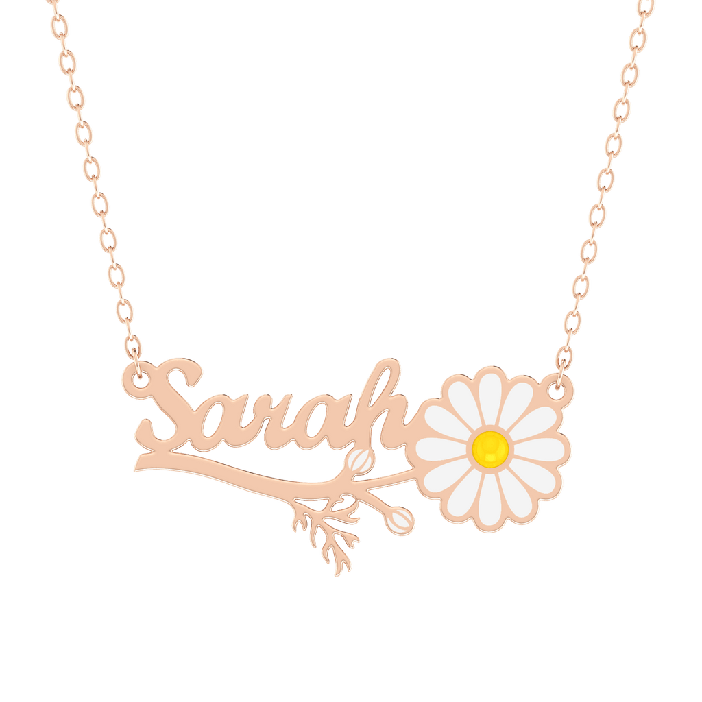 Daisy Flower Name Necklace
