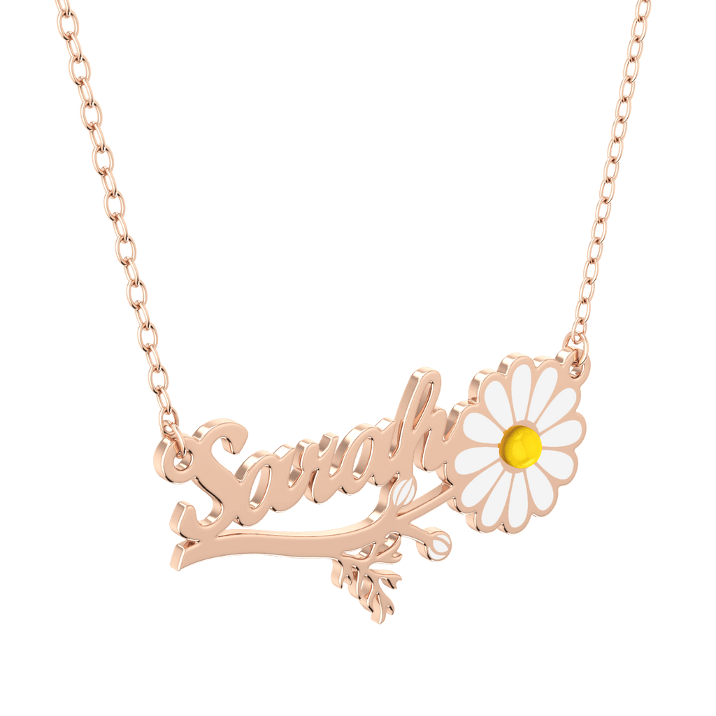 Daisy Flower Name Necklace