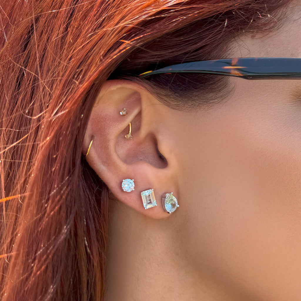 Emerald Cut Diamond Studs