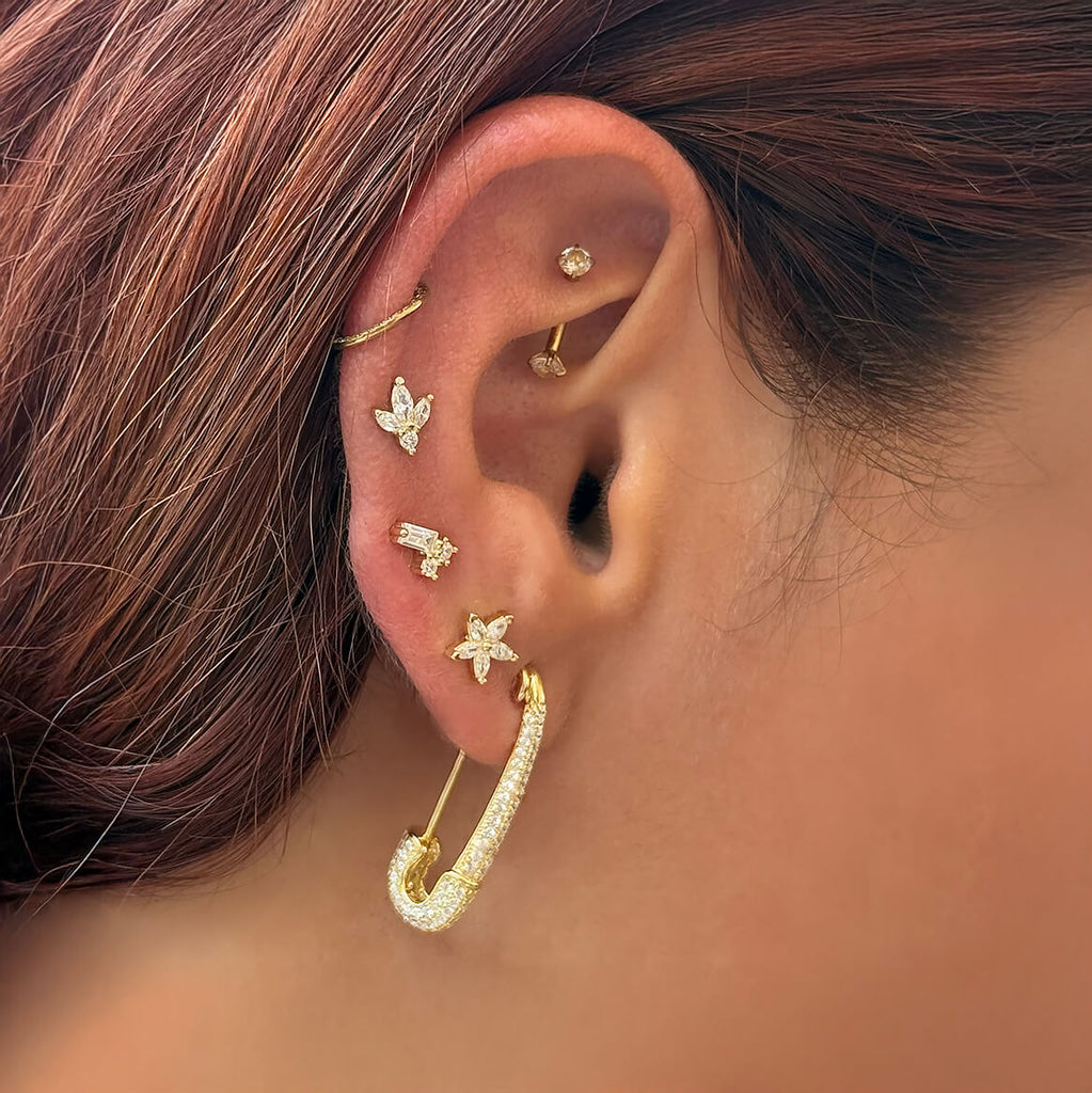 Safety Pin Diamond Earrings