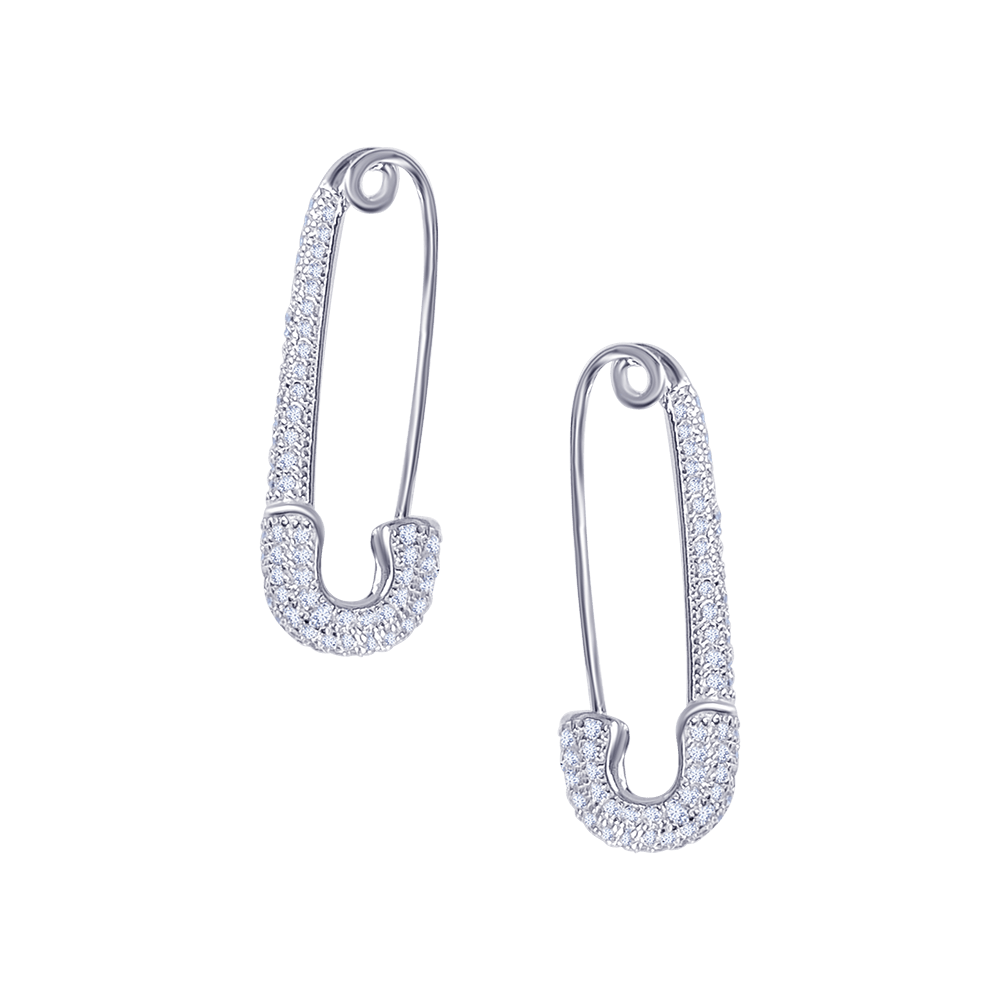 Safety Pin Diamond Earrings