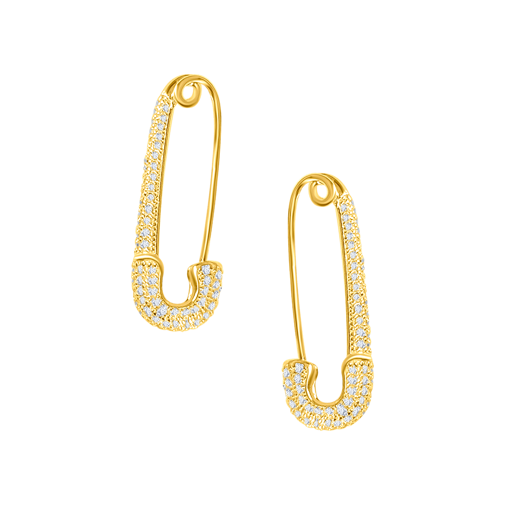 Safety Pin Diamond Earrings