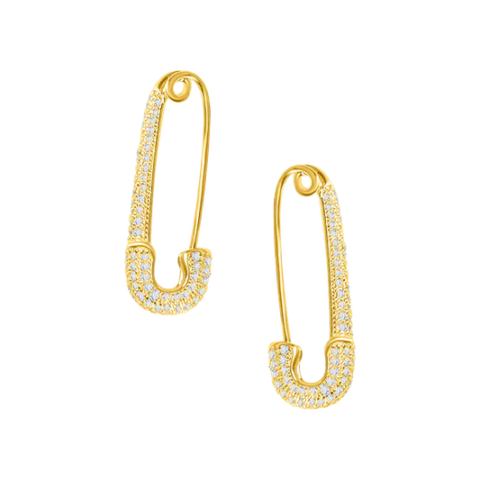Safety Pin Diamond Earrings