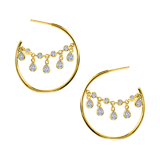 Oriental Diamond Hoops