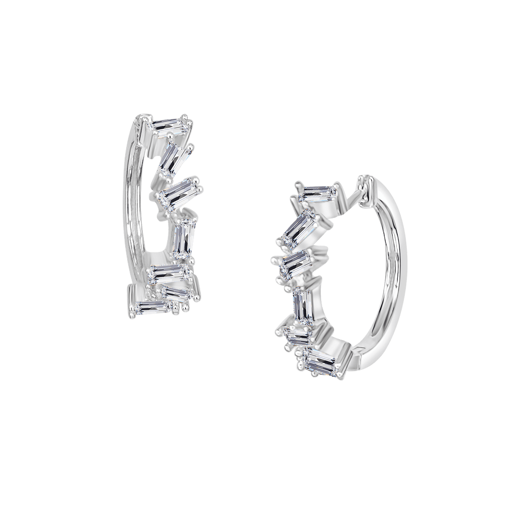 Baguette Diamond Hoops