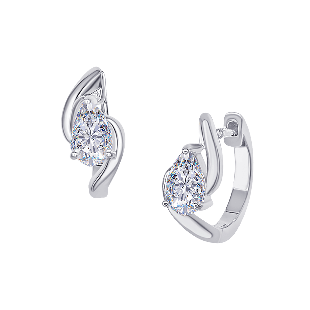 Pear Diamond Hoops