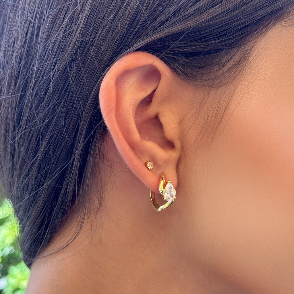 Pear Diamond Hoops