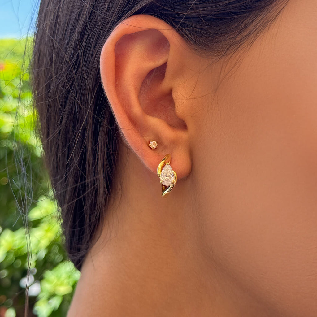 Pear Diamond Hoops