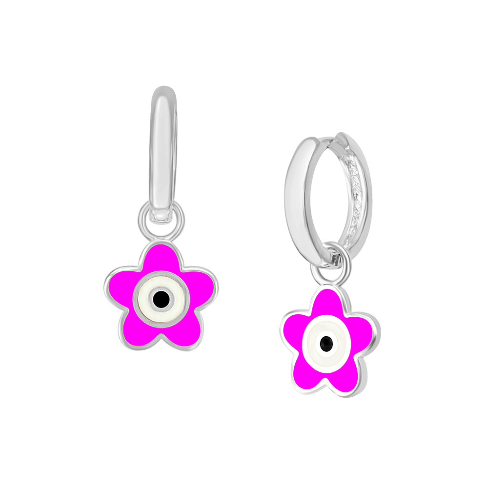 Flower Eye Enamel Hoops
