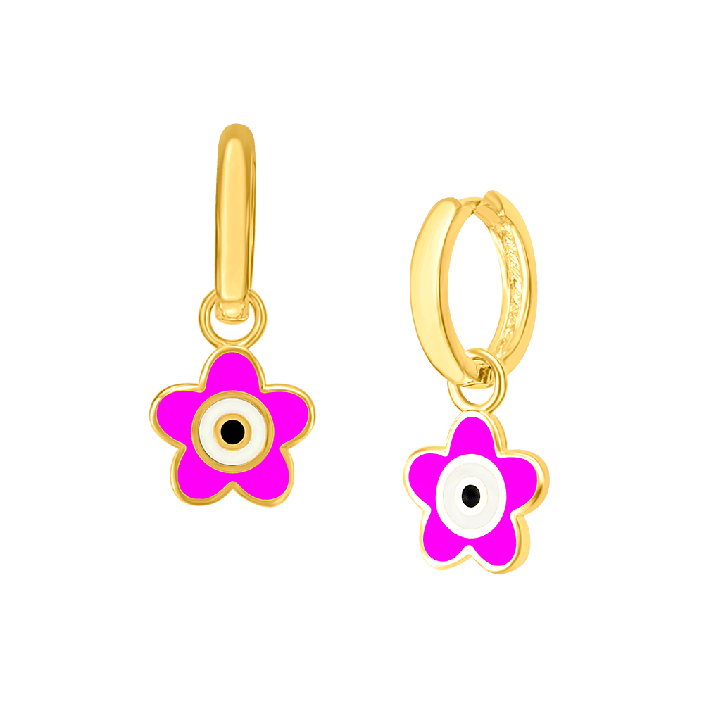 Flower Eye Enamel Hoops