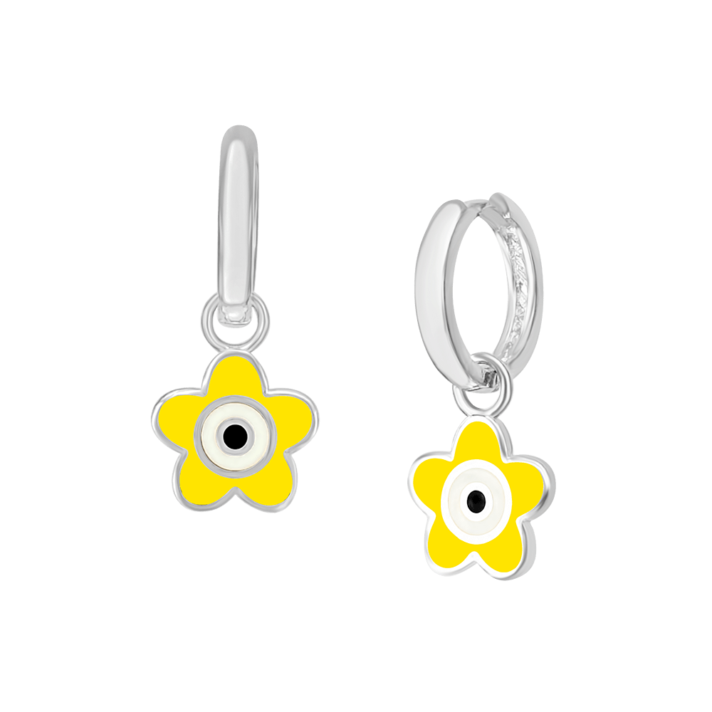 Flower Eye Enamel Hoops