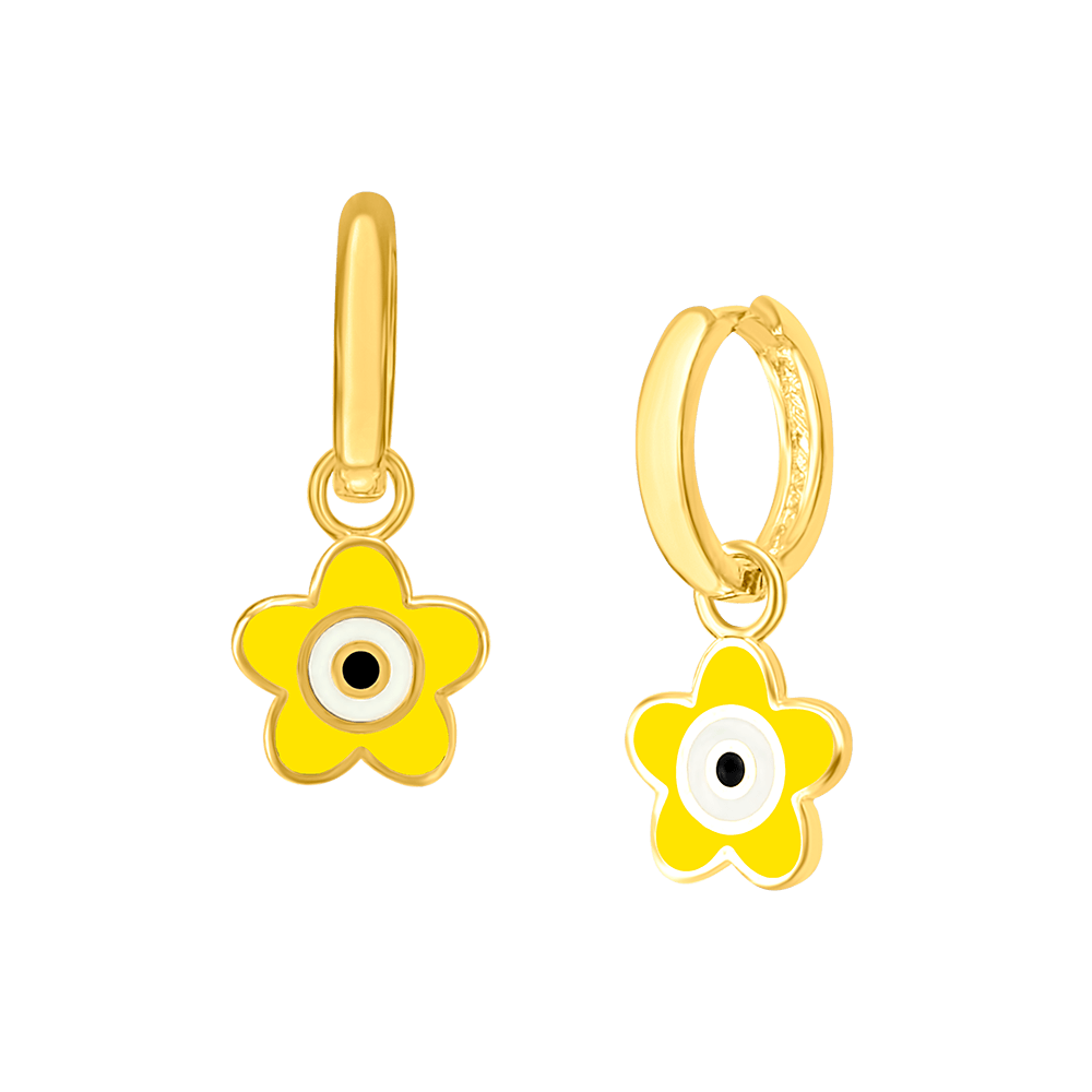 Flower Eye Enamel Hoops