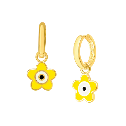 Flower Eye Enamel Hoops