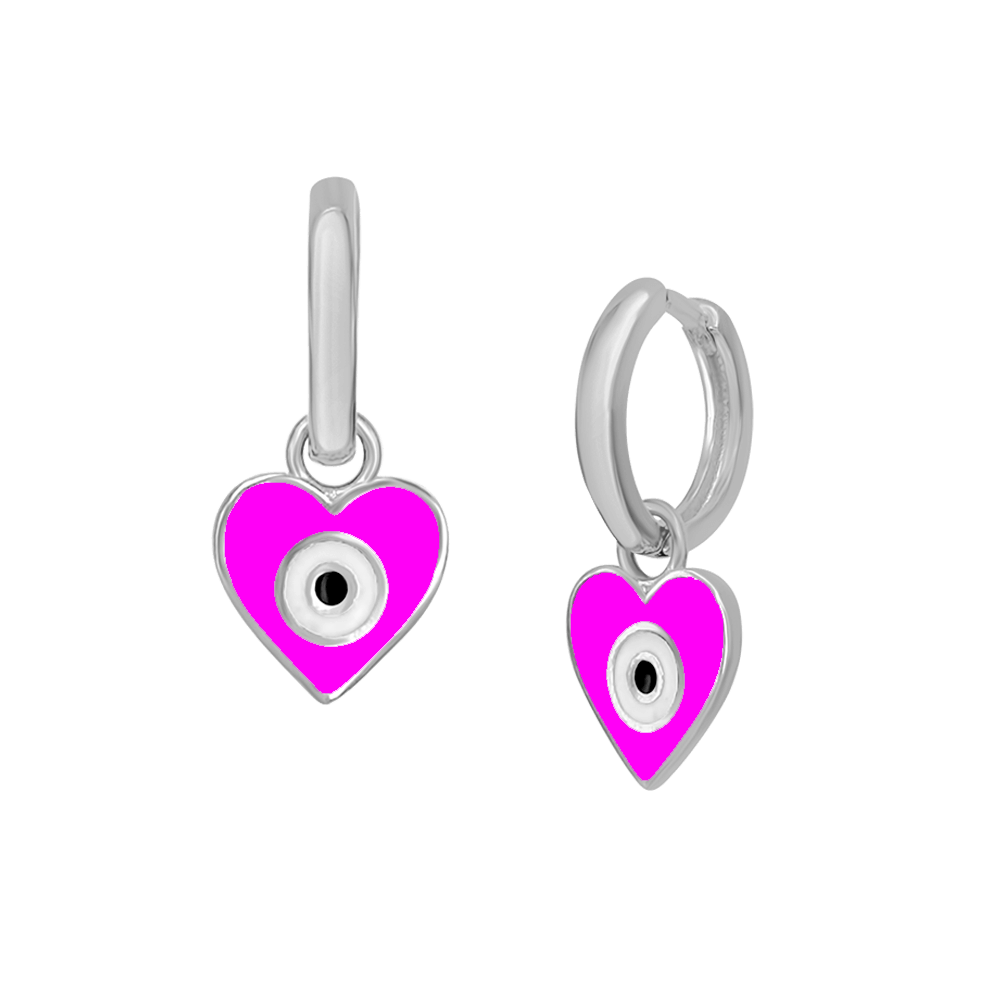 Heart Eye Enamel Hoops