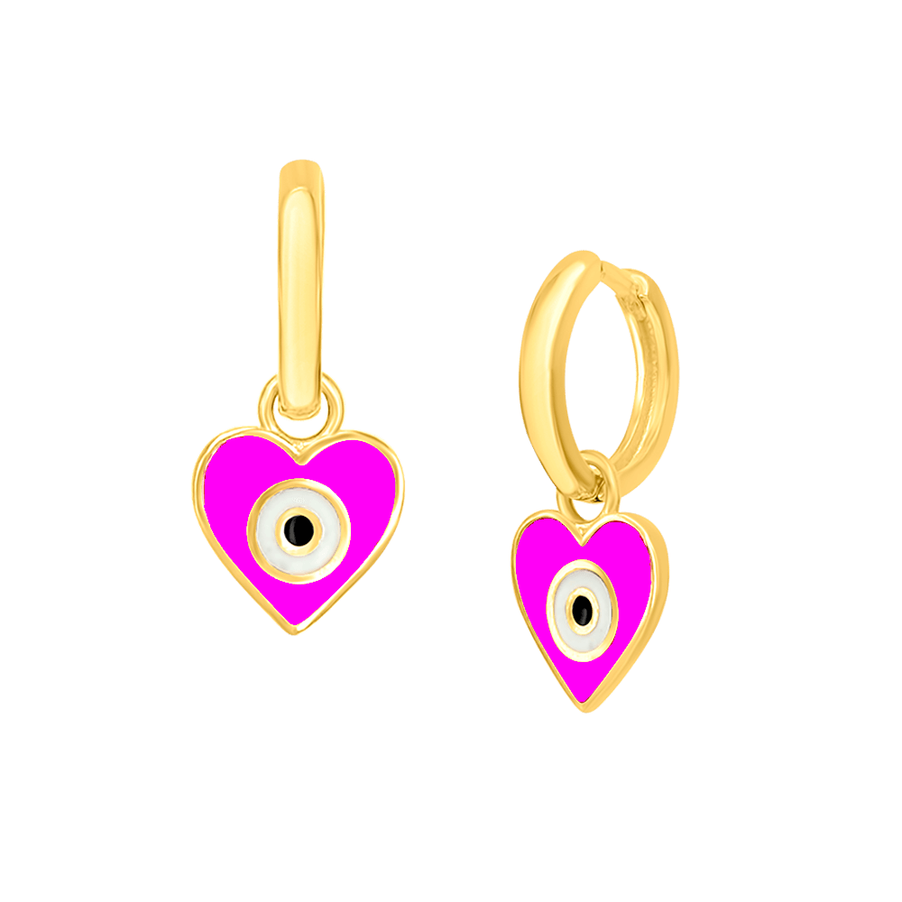 Heart Eye Enamel Hoops