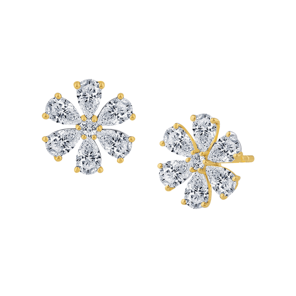 Flower Pear Diamond Studs