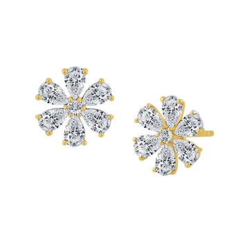 Flower Pear Diamond Studs