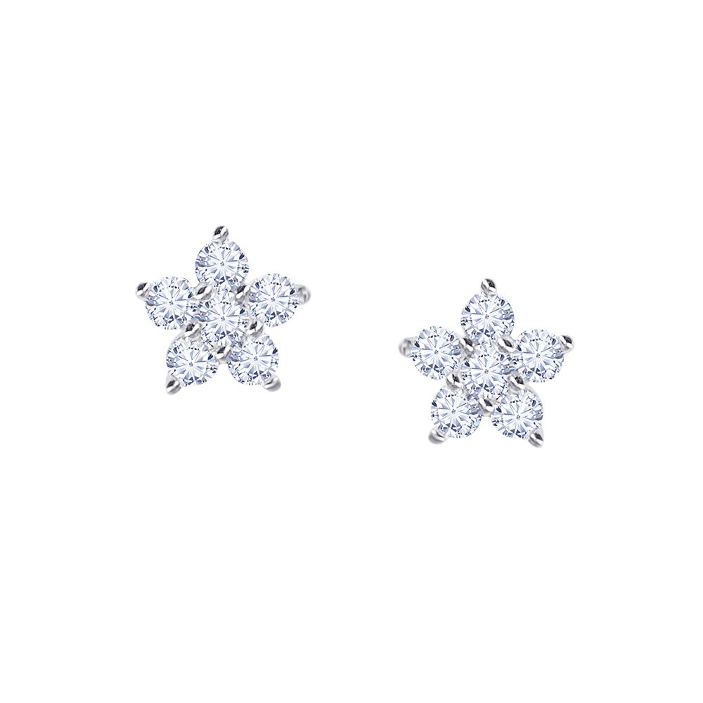 Flower Round Diamond Studs