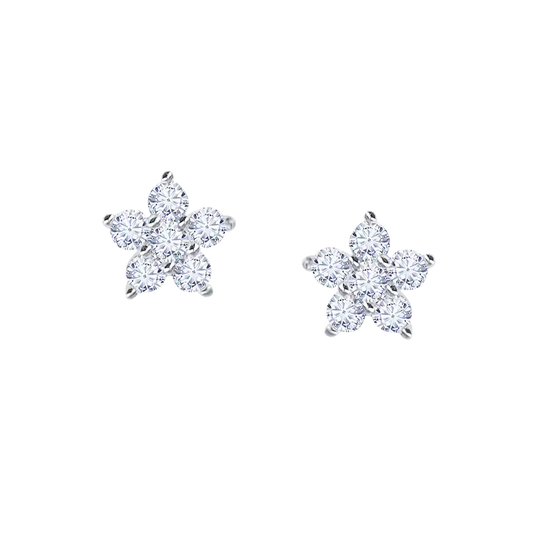 Flower Round Diamond Studs