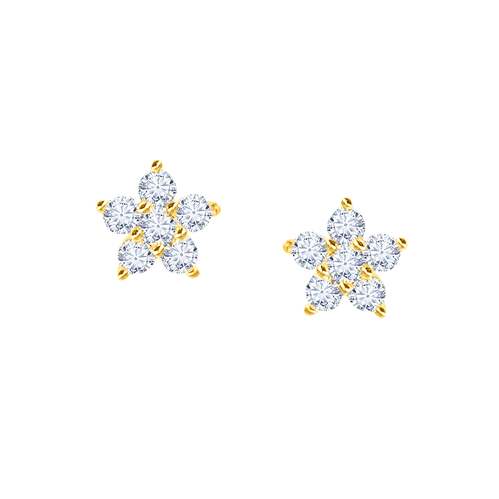 Flower Round Diamond Studs