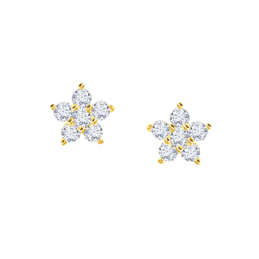 Flower Round Diamond Studs