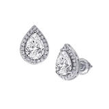 Pear Diamond Halo Studs