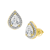 Pear Diamond Halo Studs
