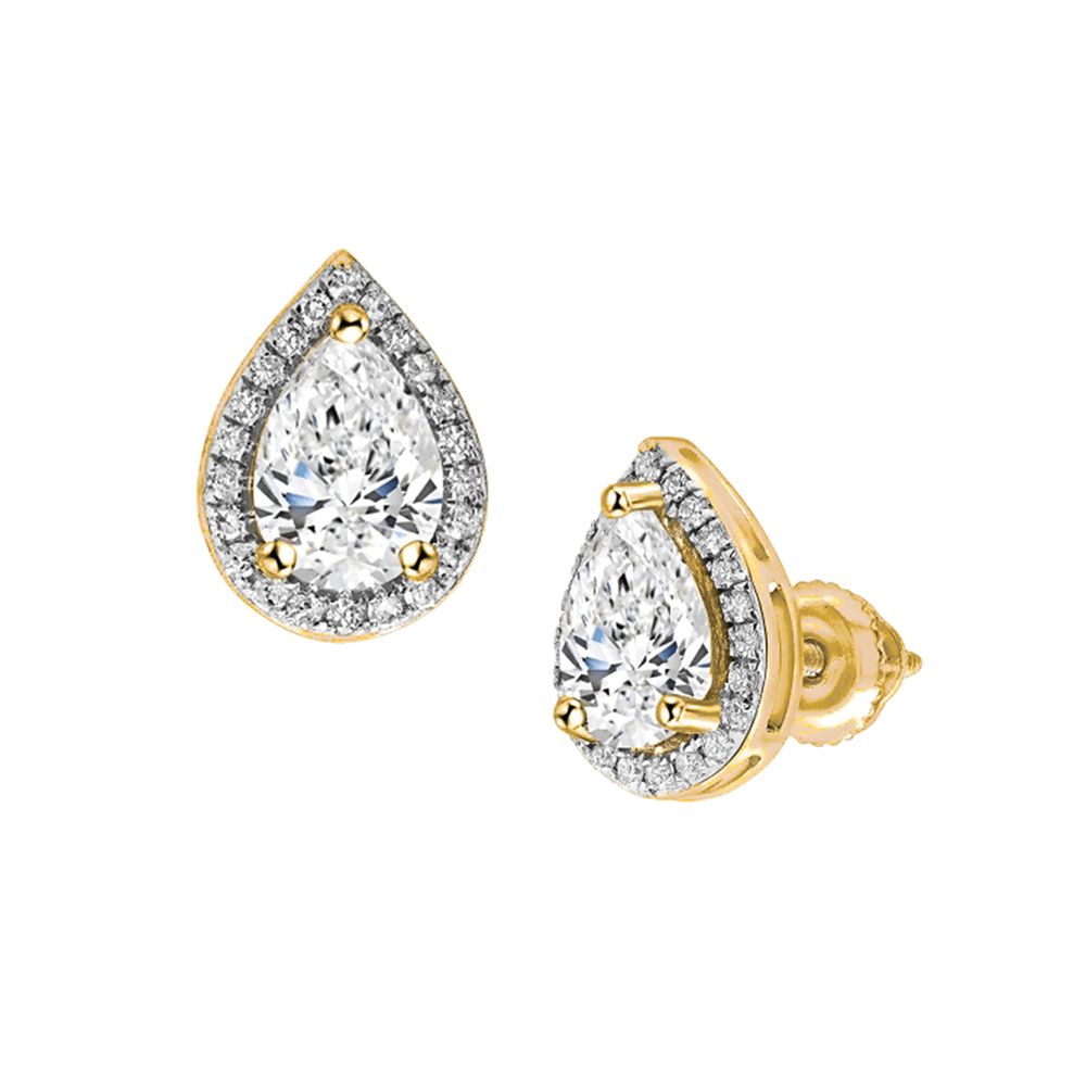 Pear Diamond Halo Studs