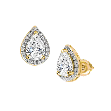 Pear Diamond Halo Studs