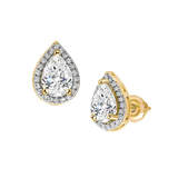 Pear Diamond Halo Studs