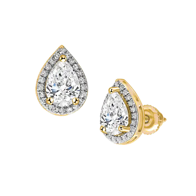 Pear Diamond Halo Studs
