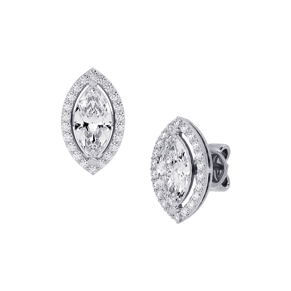 Marquise Halo Diamond Studs
