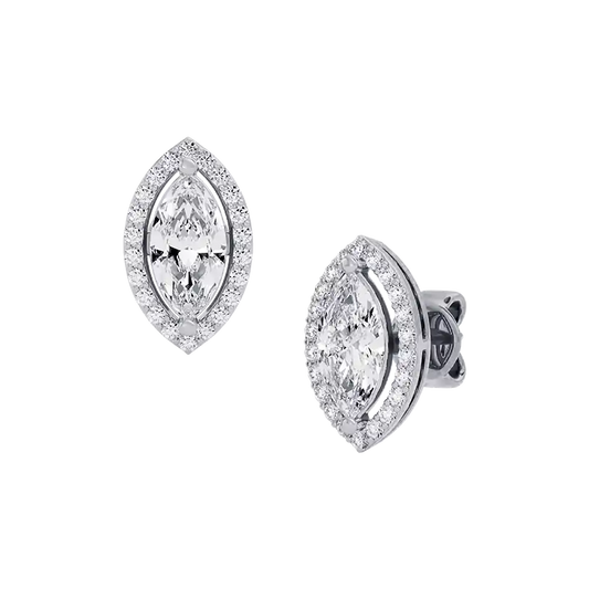 Marquise Halo Diamond Studs