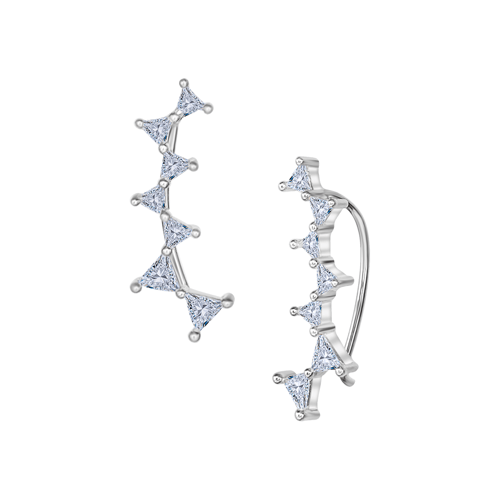 Trillion Diamond Climbing Earrings