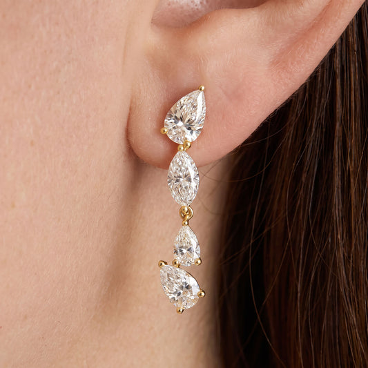 Multi Diamond Drop Earrings