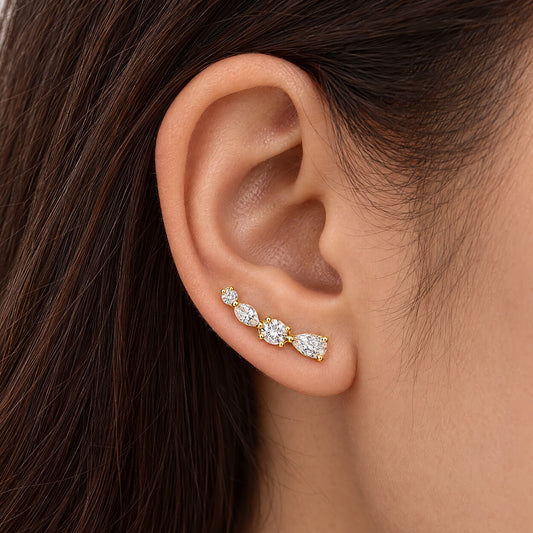 Multi Diamond Climbing Earrings